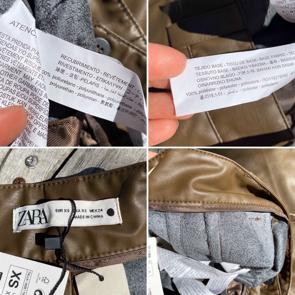 π ZARA ASH BROWN FAUX LEATHER FULL LENGTH STRAIGHT LEG HIGH WAIST PANTS! - Picture 11 of 16